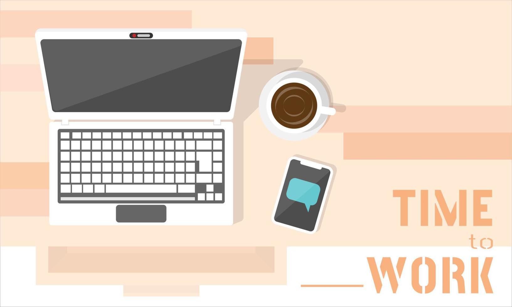 Office desk with quote time to work and copy space area vector