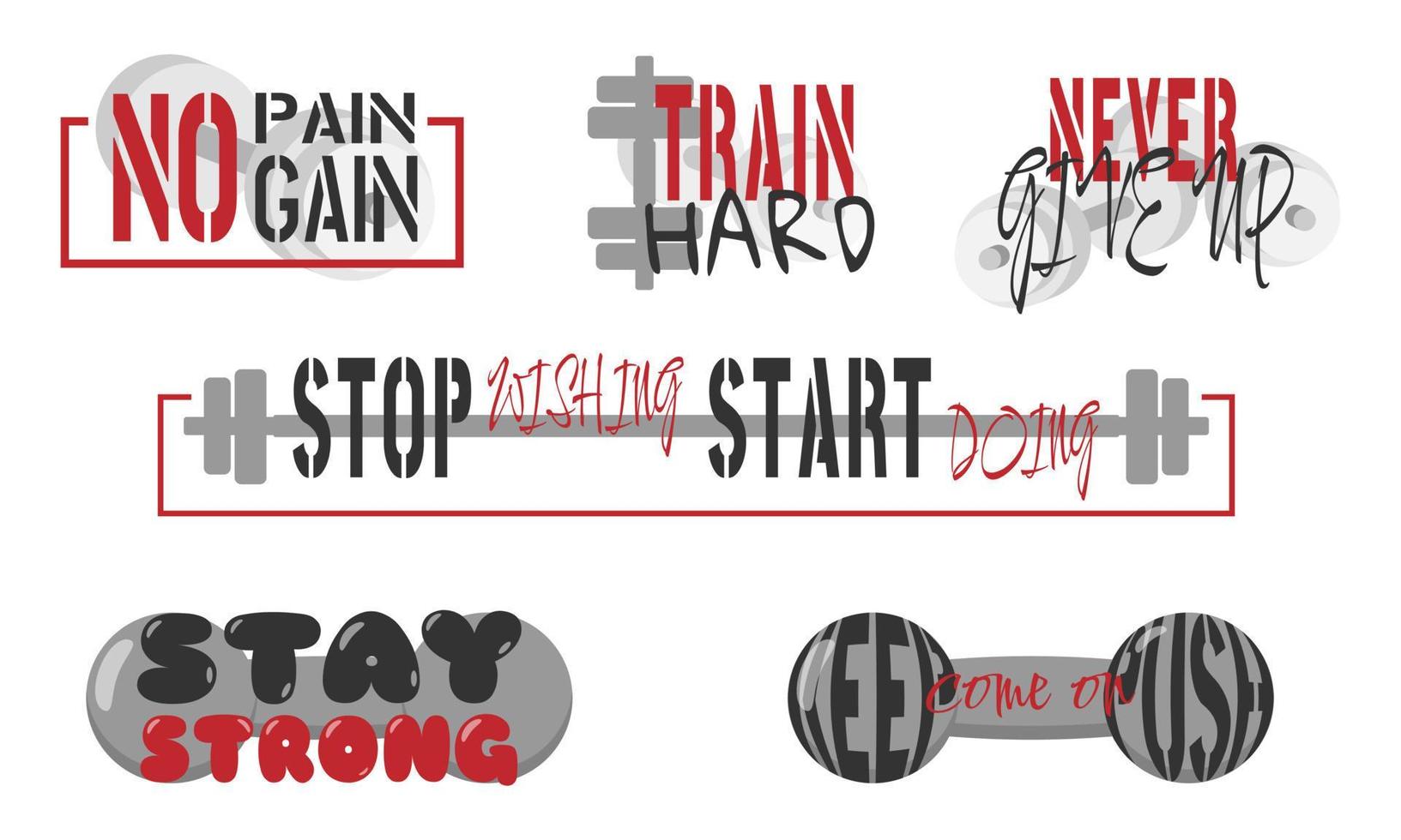 Set of gym quotes vector