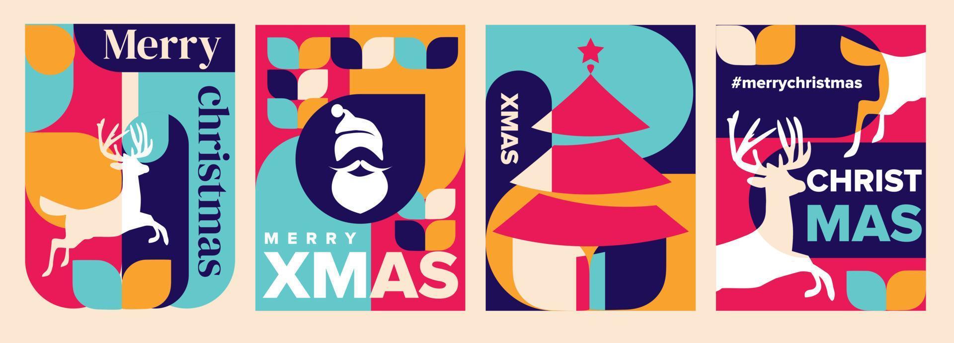 Geometric christmas collection set colorful illustration vector