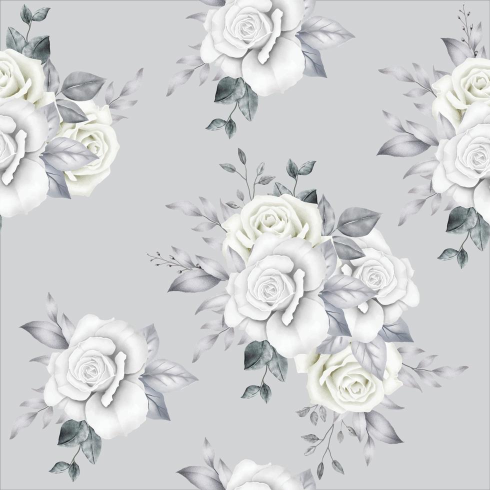 seamless, patrón, floral, rosas, acuarela vector