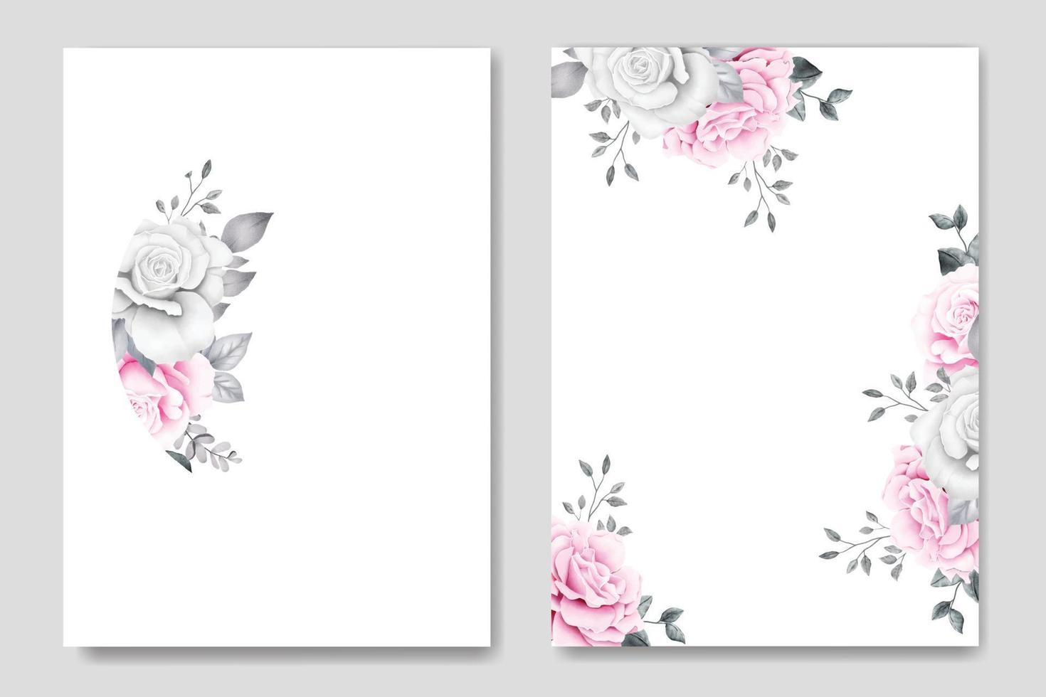 wedding invitation card with floral rose watercolor vector