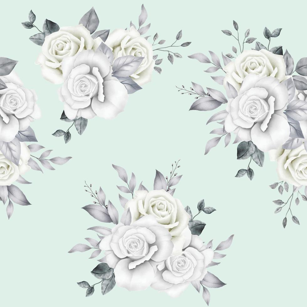 Seamless Pattern Floral Roses Watercolor vector