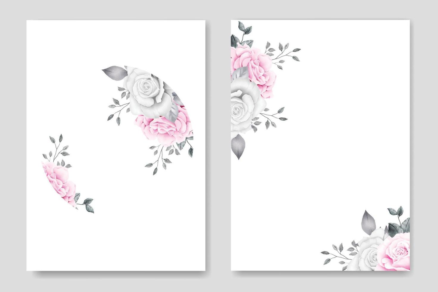 tarjeta de invitación de boda con acuarela rosa floral vector