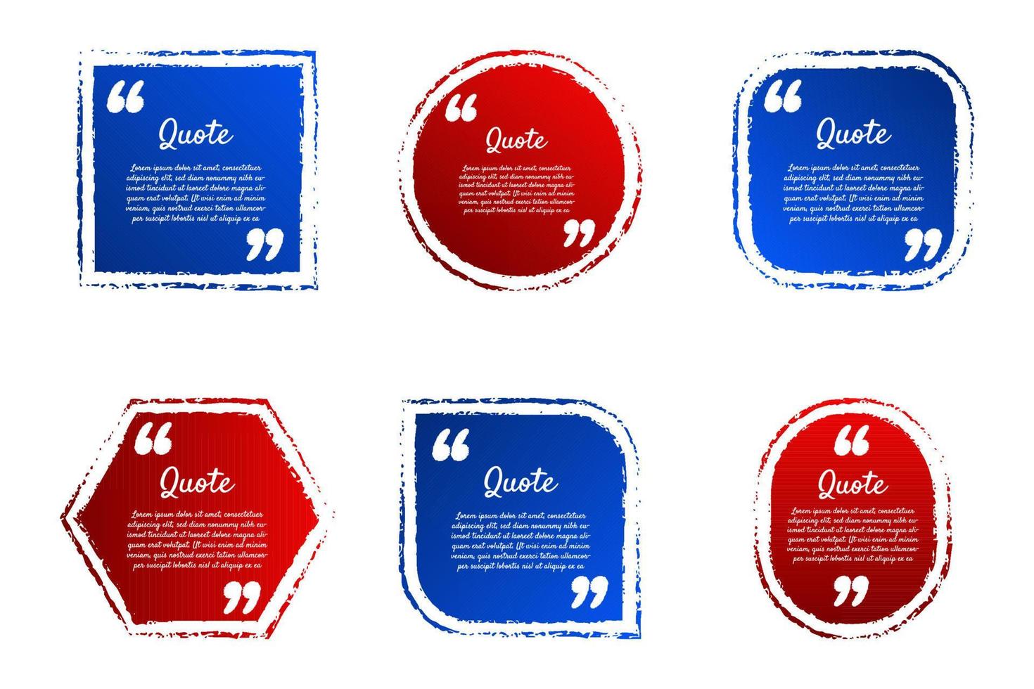 Blue and red modern communication quote frame with abstract brush stroke collection vector
