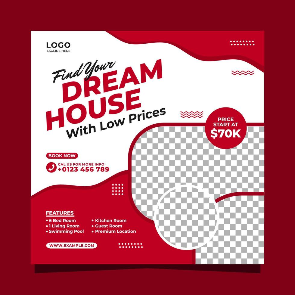 House property square banner social media post template design vector