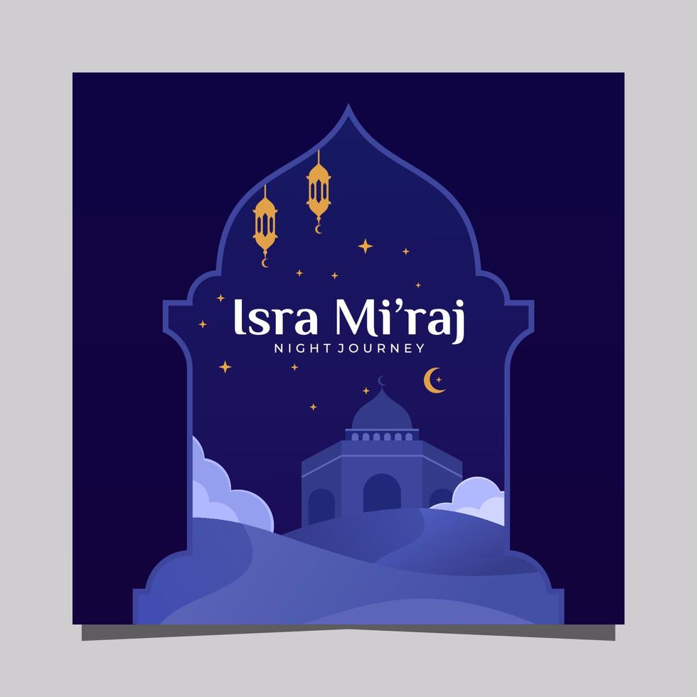 Isra Mi'raj night journey illustration vector poster