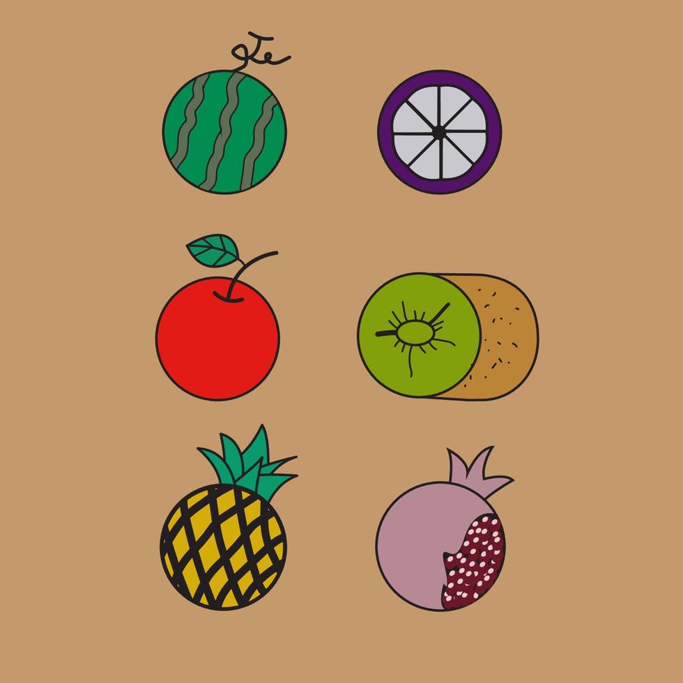 ilustración vectorial gráfico de frutas con formas redondas vector