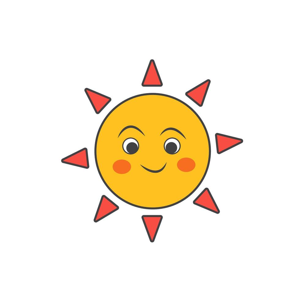 Illustration vector graphic of smiling sun cute icon
