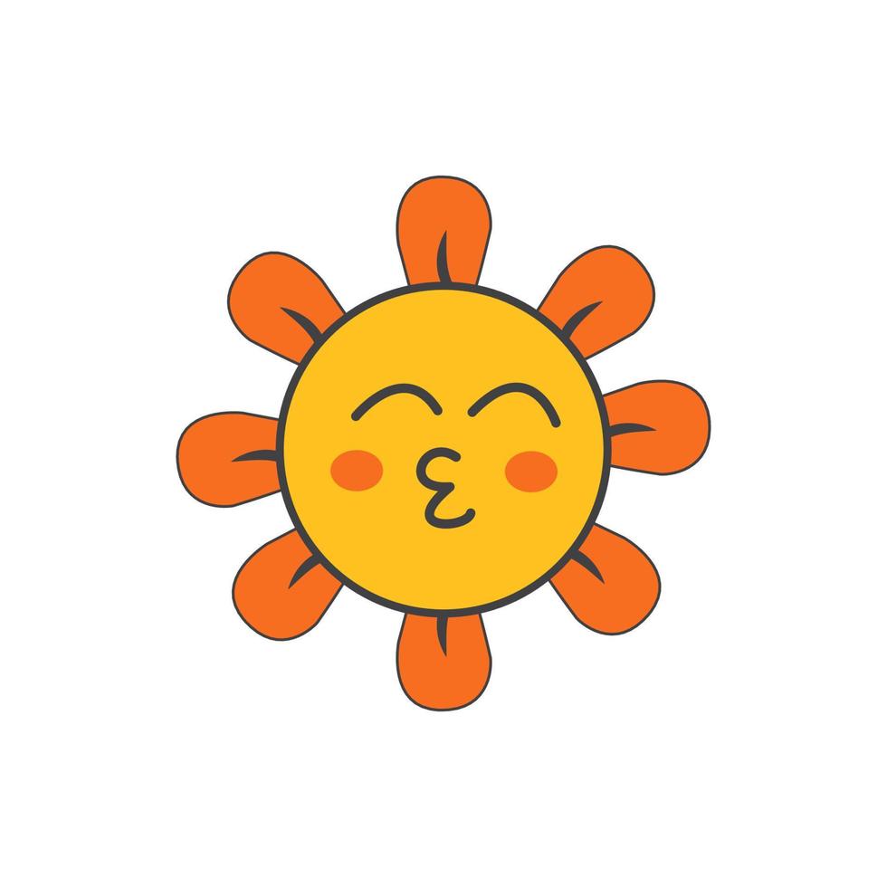 Vector illustration of Sun icon with smiling and kissing lips