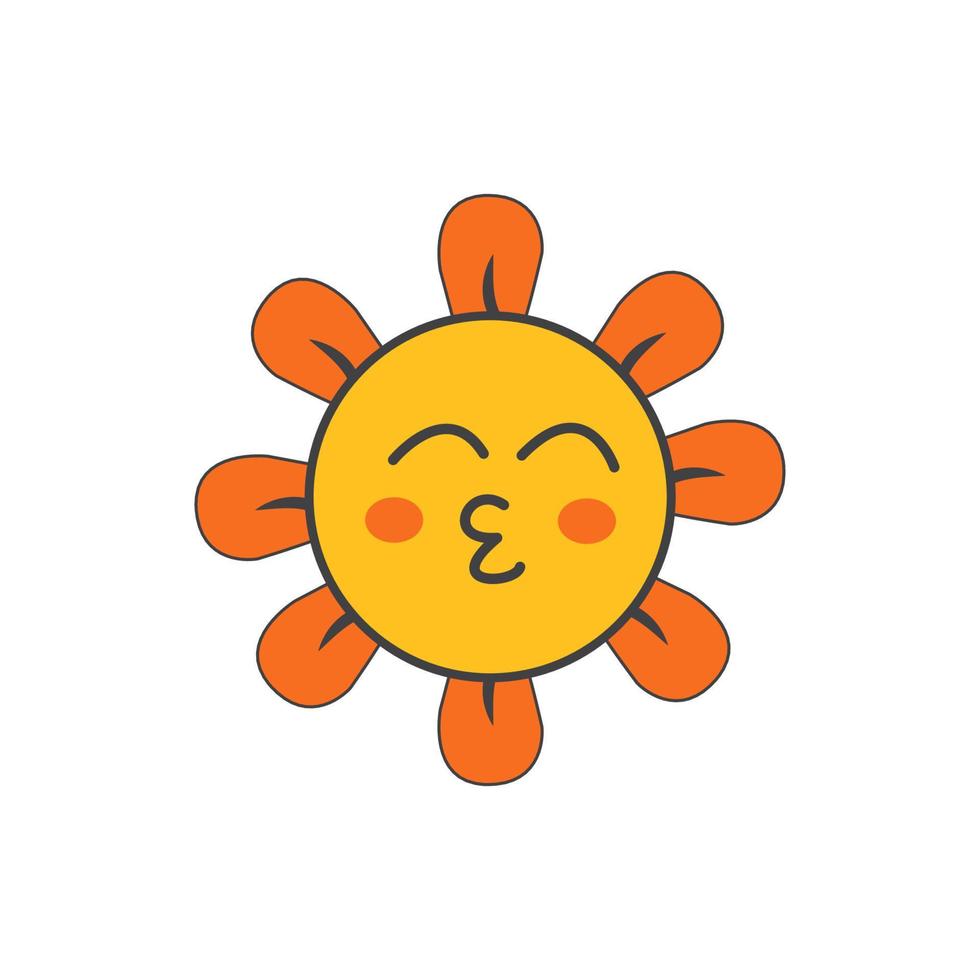 Vector illustration of Sun icon with smiling and kissing lips