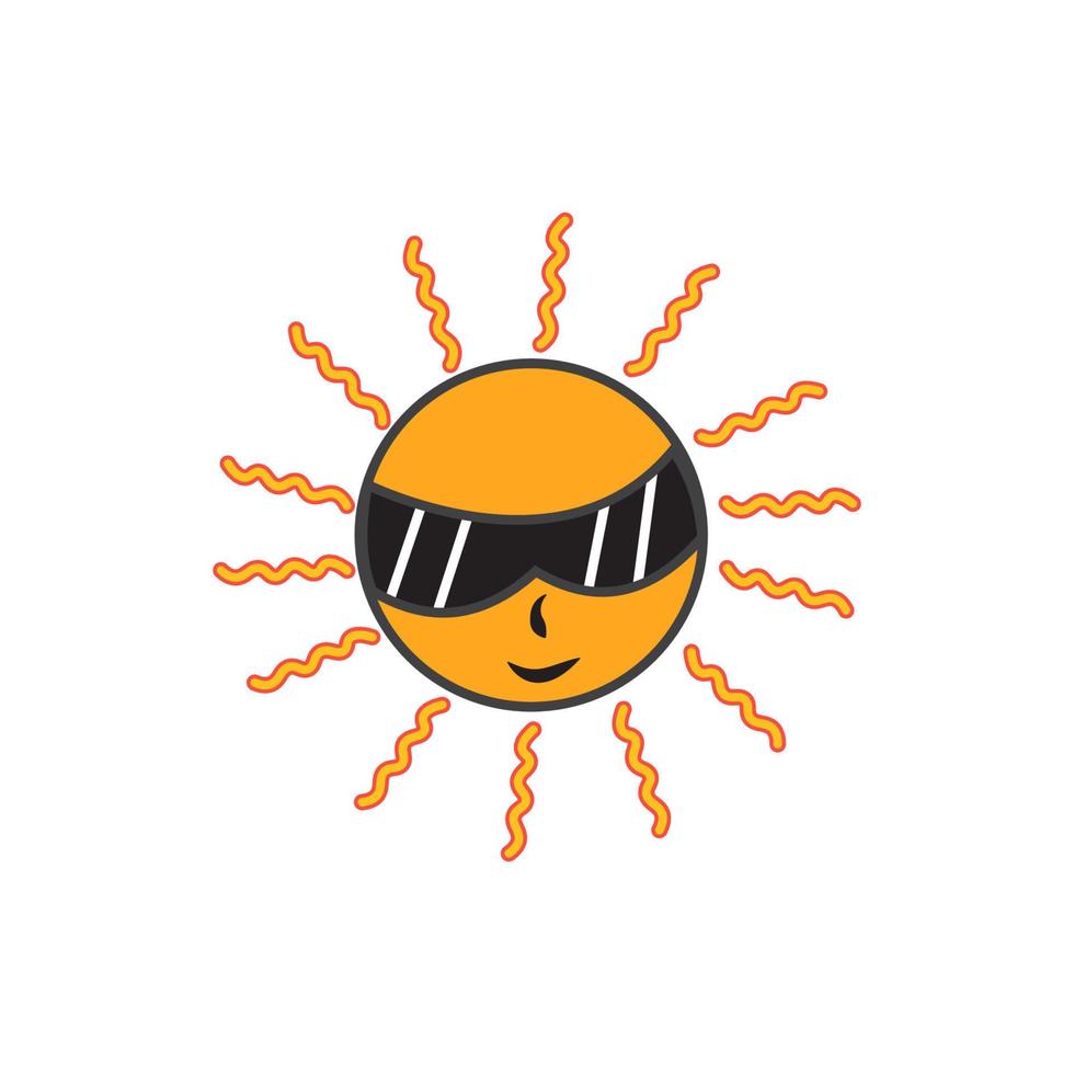 ilustración vectorial gráfico de sol con gafas de sol icono sonriente vector