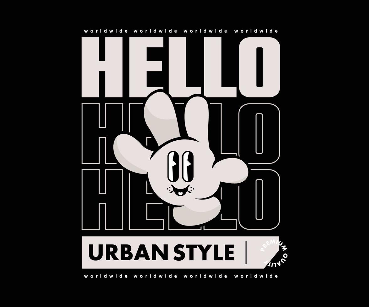 Futuristic illustration cartoon character of hand Graphic Design for T shirt Street Wear and Urban Style vector