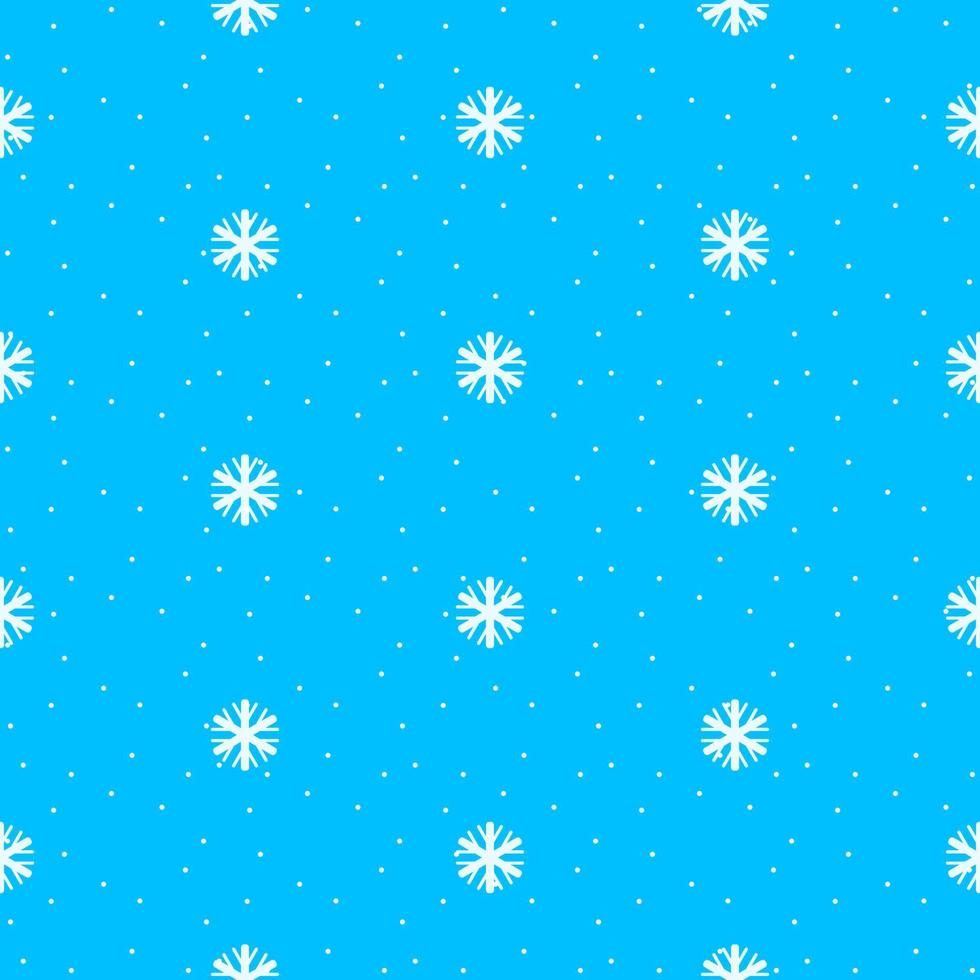 Simple seamless pattern with snowflakes and polka dot. Vector illustration.