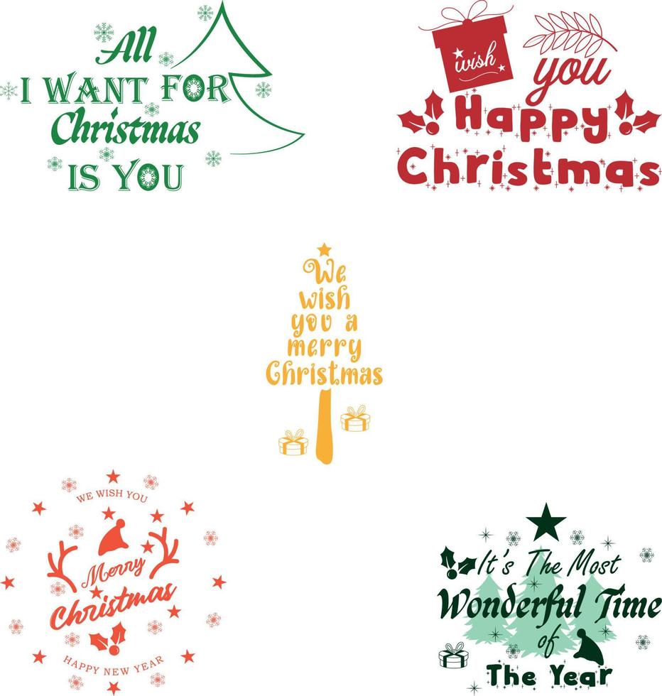 Christmas greeting text and ornaments editable vector EPS