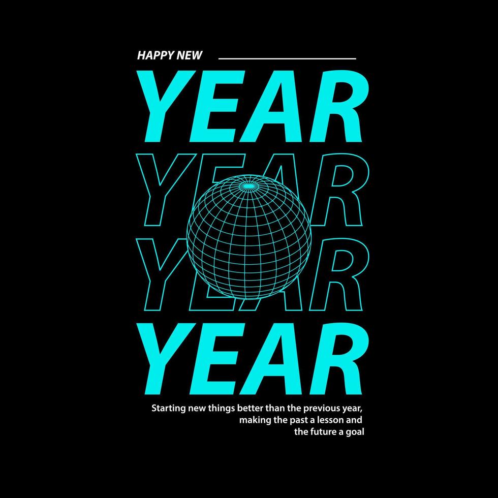 feliz año nuevo tipografía streetwear vector diseño