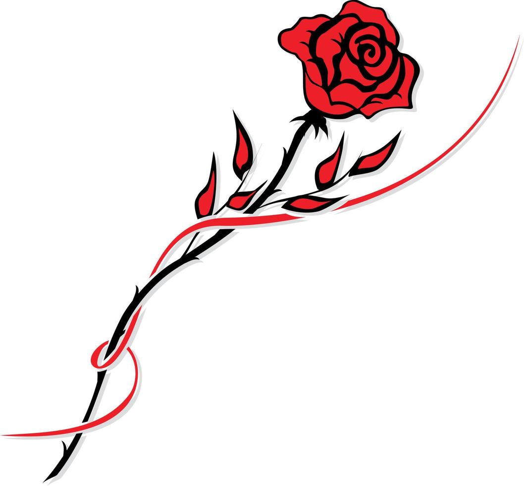 Simple red rose drawing isolated on white vector