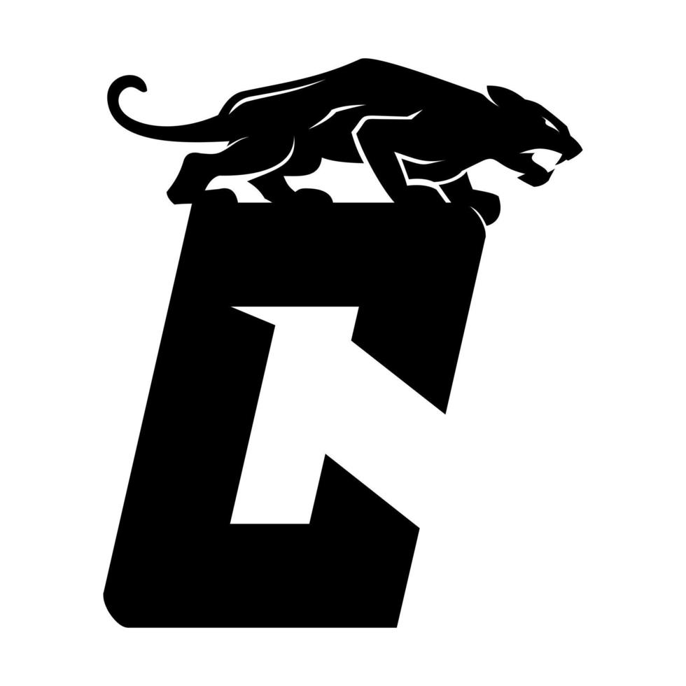 Simple jaguar logo standing on letter C vector