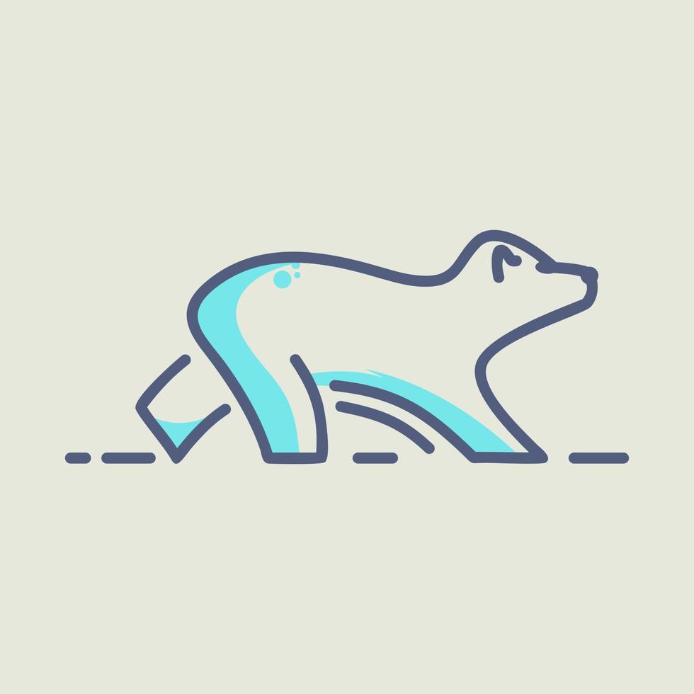 Simple logo of cute little bear walking vector