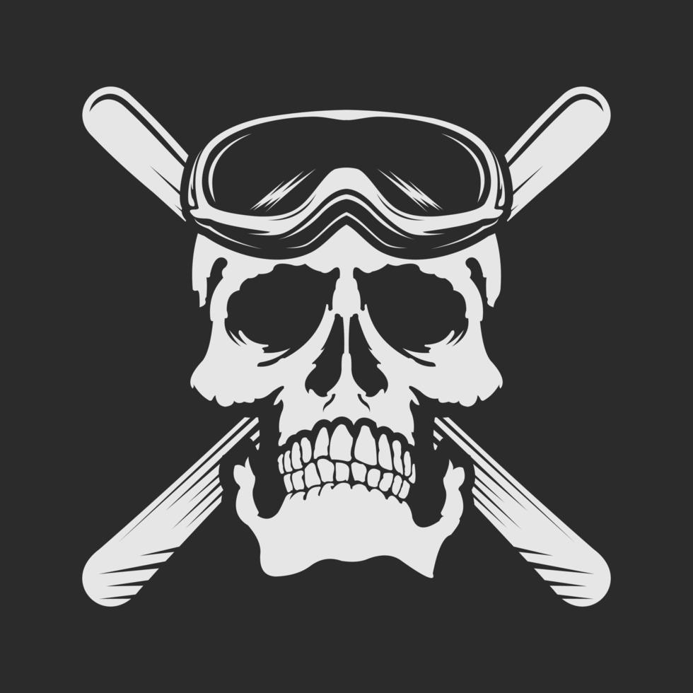 skull head illustration logo vector design