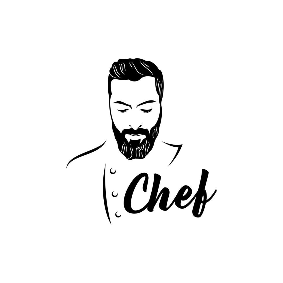 chef logo black and white vector illustration