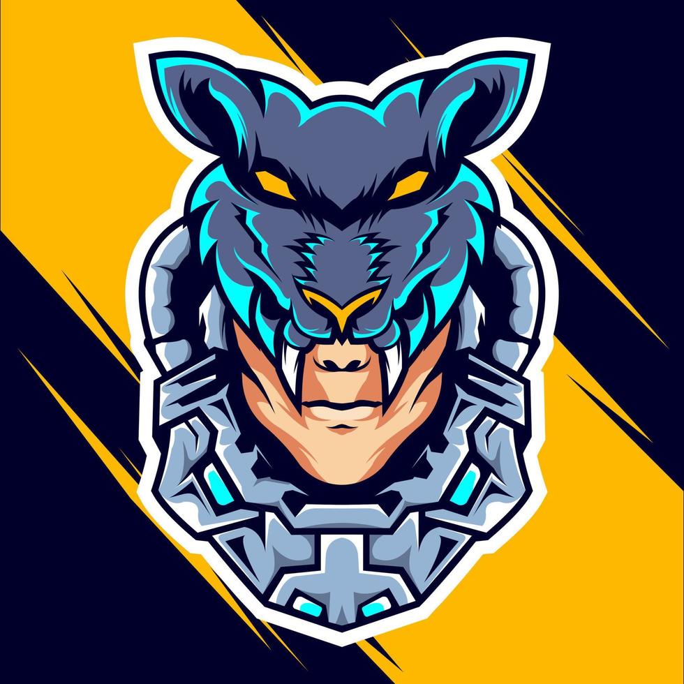 wolf man esports logo design vector