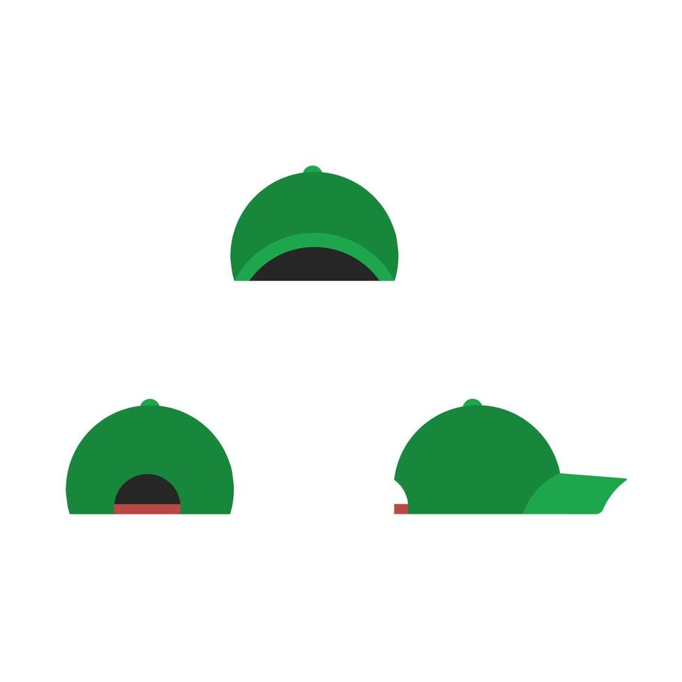 conjunto de iconos de sombrero verde con diferentes ángulos aislado sobre fondo blanco vector