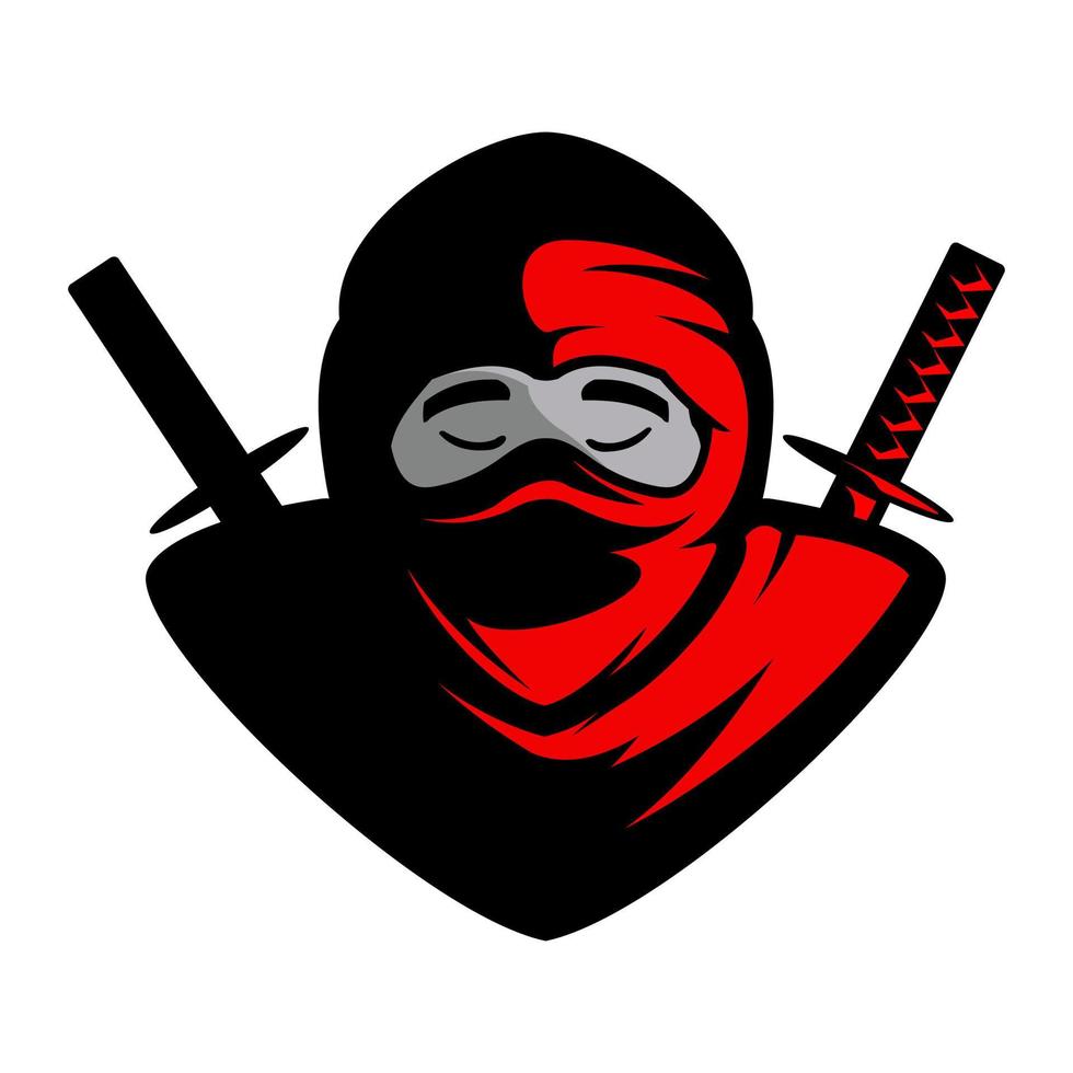 diseño de vector de logotipo de ilustración de ninja rojo