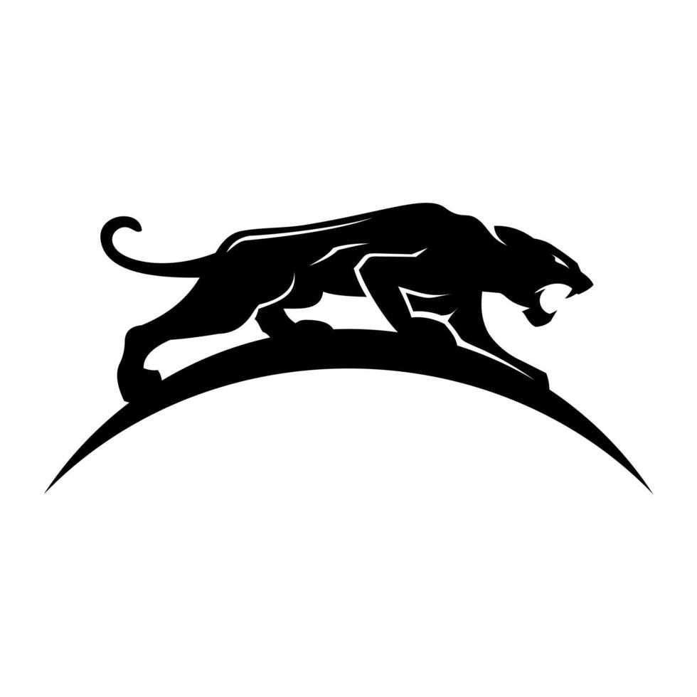 silueta de logotipo simple de un jaguar listo para golpear vector