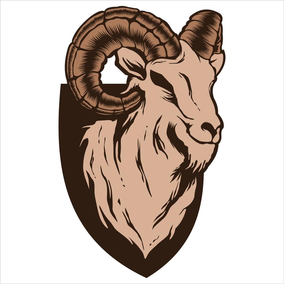 the head of a male goat with unique horns vector