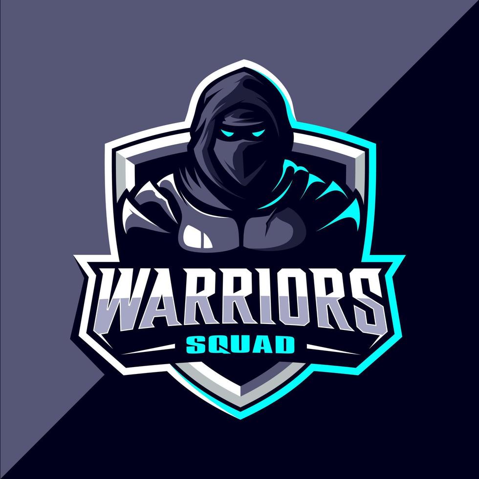 Warriors esport logo design vector