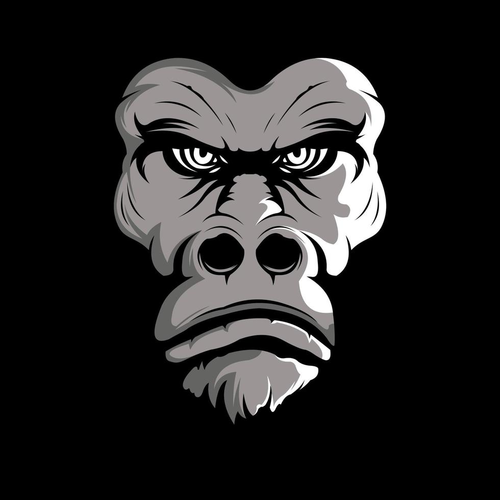 scary gorilla head illustration logo vector design