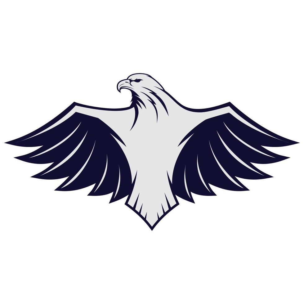 Simple standing eagle logo with spread wings vector