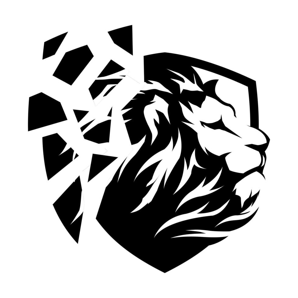 Simple logo geometric lion head silhouette shattered vector