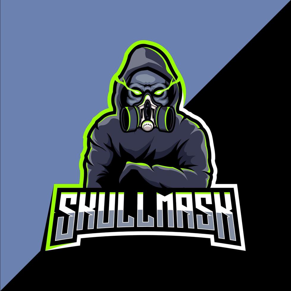 Skull with gas mask mascot esport logo design vector
