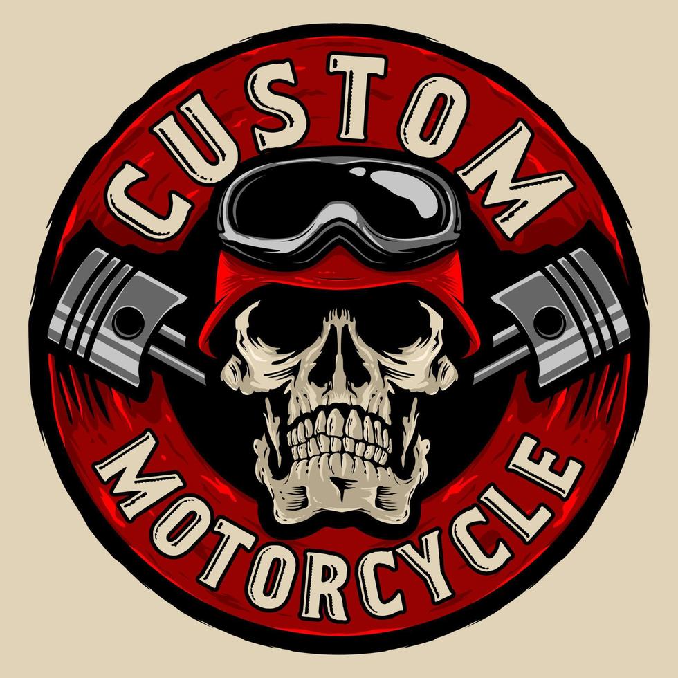 ilustración personalizada de motociclistas de calavera vector