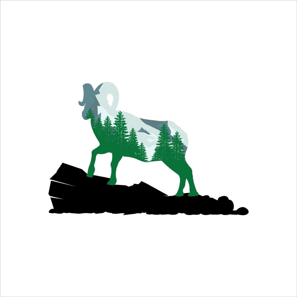 ilustración de logotipo de cabra de nieve vector