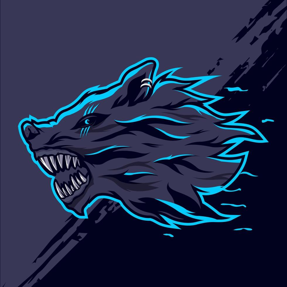 wolf head esport mascot logo illustration vector