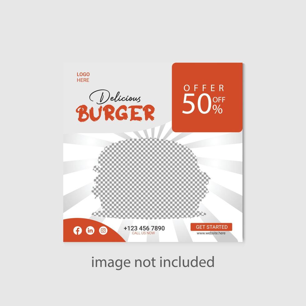 Food social media banner post template vector