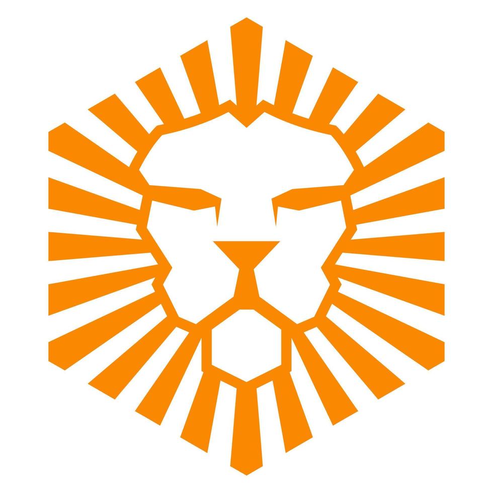 Shining lion head silhouette simple logo inside vector