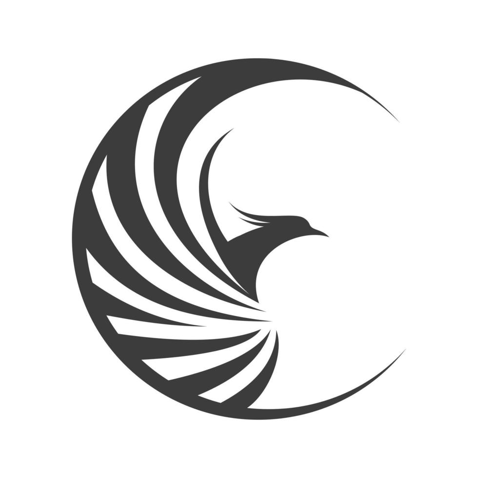 Simple bird logo with circular wings vector