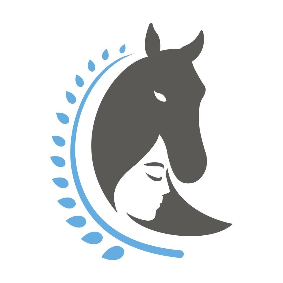 Simple logo silhouette of a horse keeping woman vector design 15733602