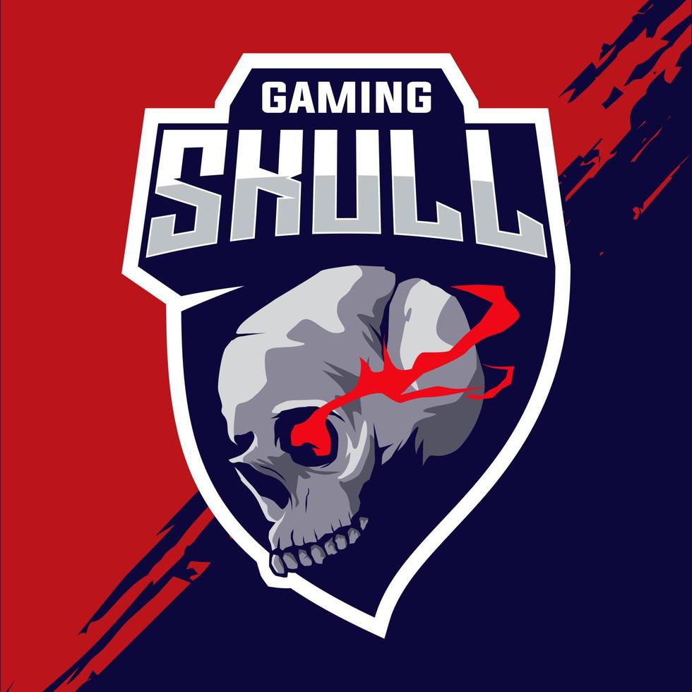 Skull gaming esport logo design vector