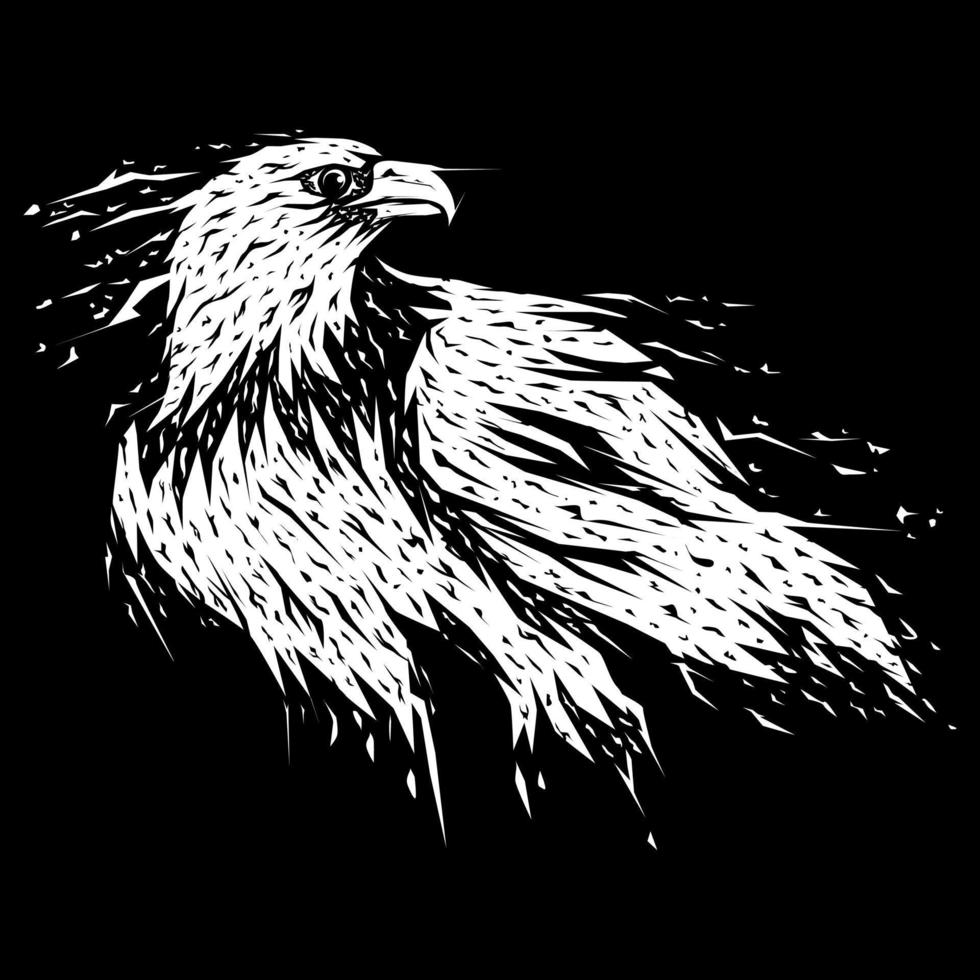 The eagle standing looking back is very thoughtful with a unique abstract stroke vector