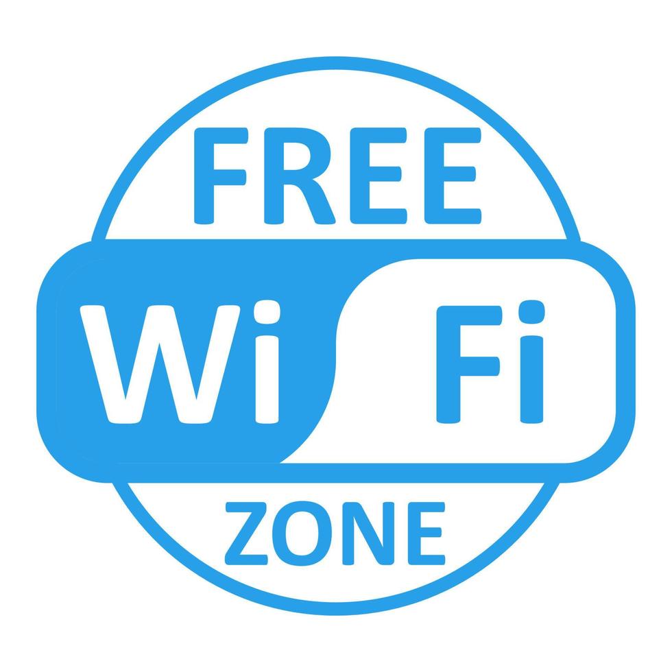 wifi free zone blue color wireless stickers design icon connection hotspot area vector