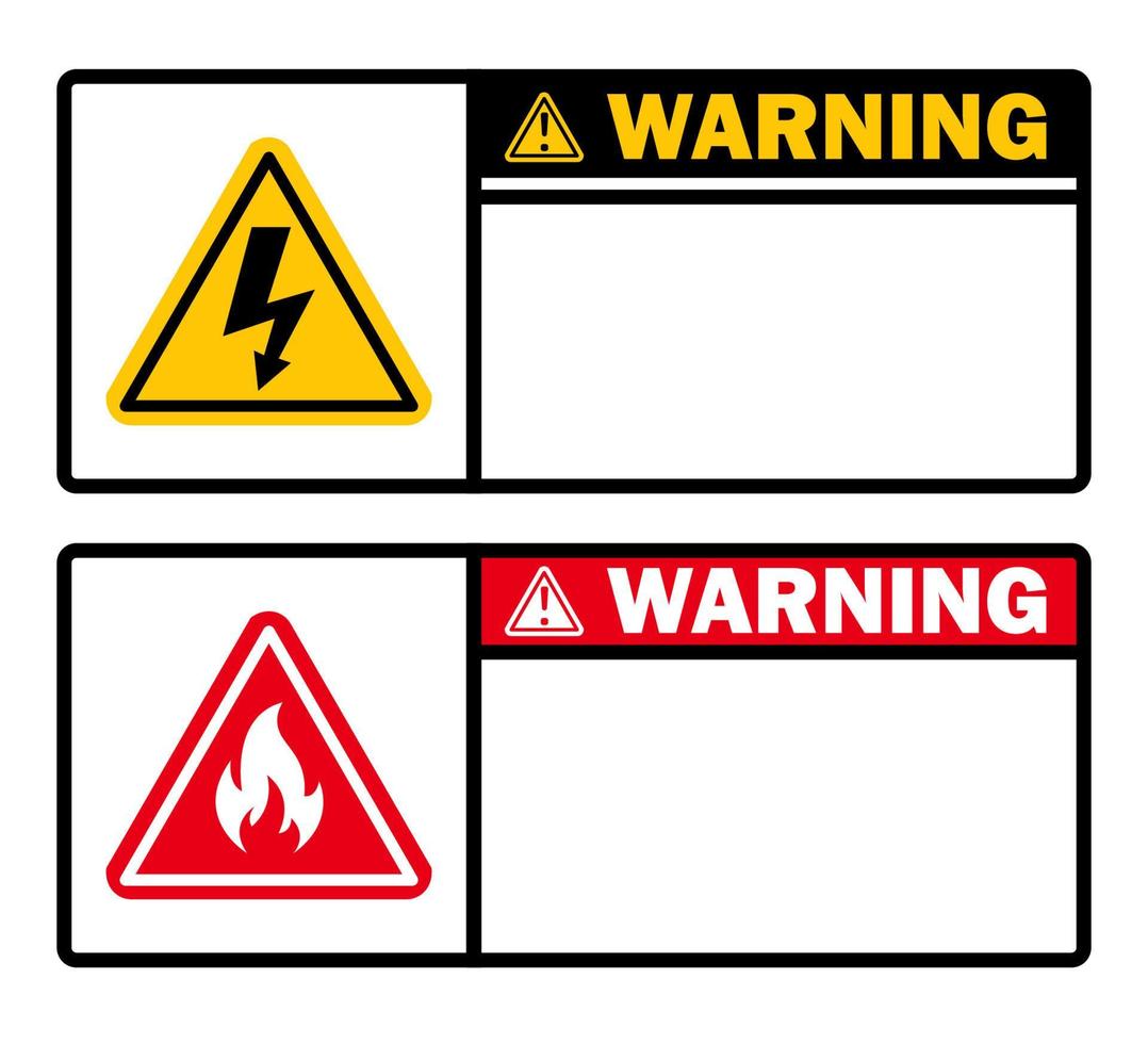 warning danger sign hazard high voltage and flammable isolated text space area vector