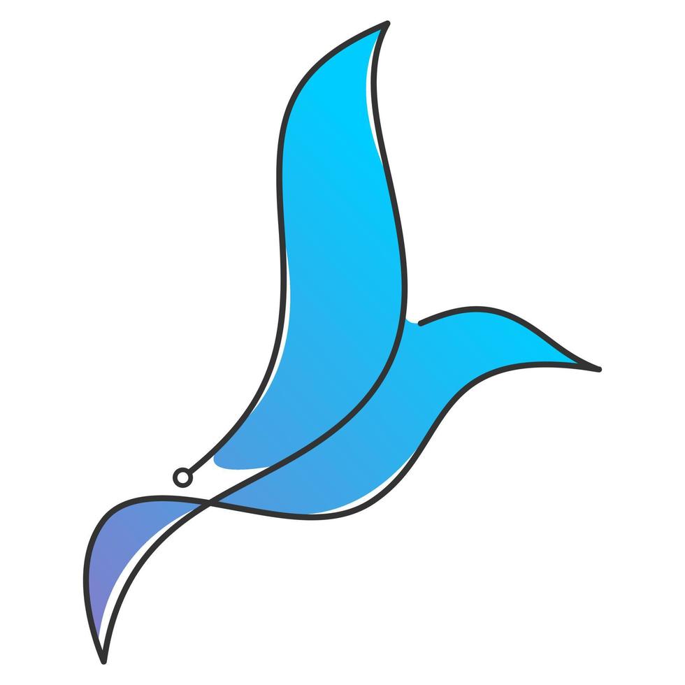 logotipo de pájaro azul degradado de tecnología simple con alas estiradas vector