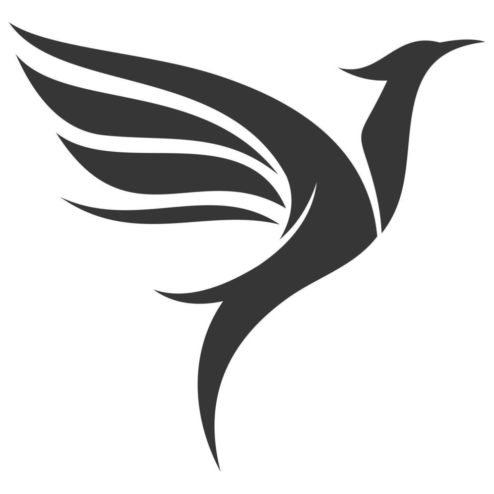 logotipo de pájaro simple con alas extendidas vector