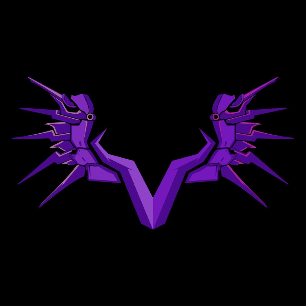 Robot wing illustration logo vector design