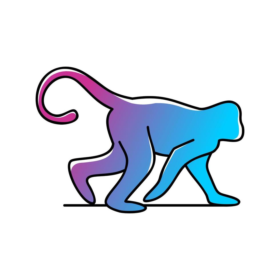 Simple walking monkey logo full color vector