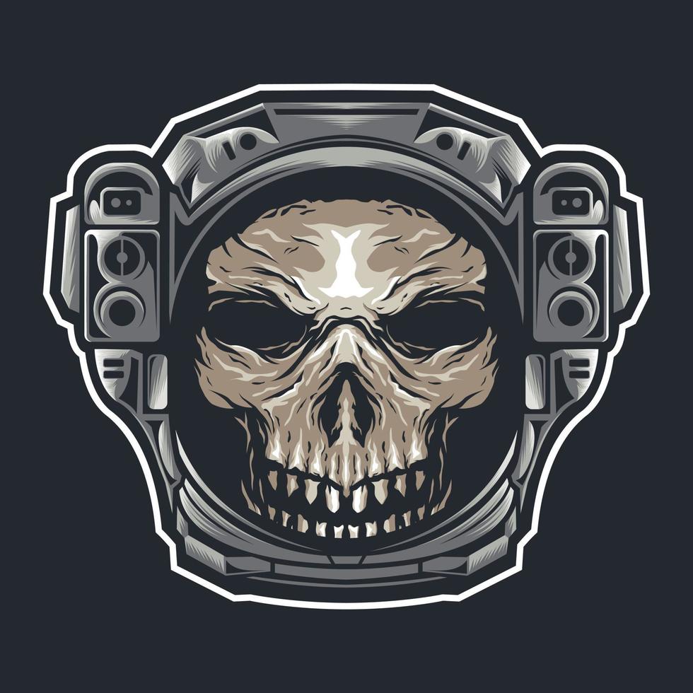 Skull head with astronaut helmet vector